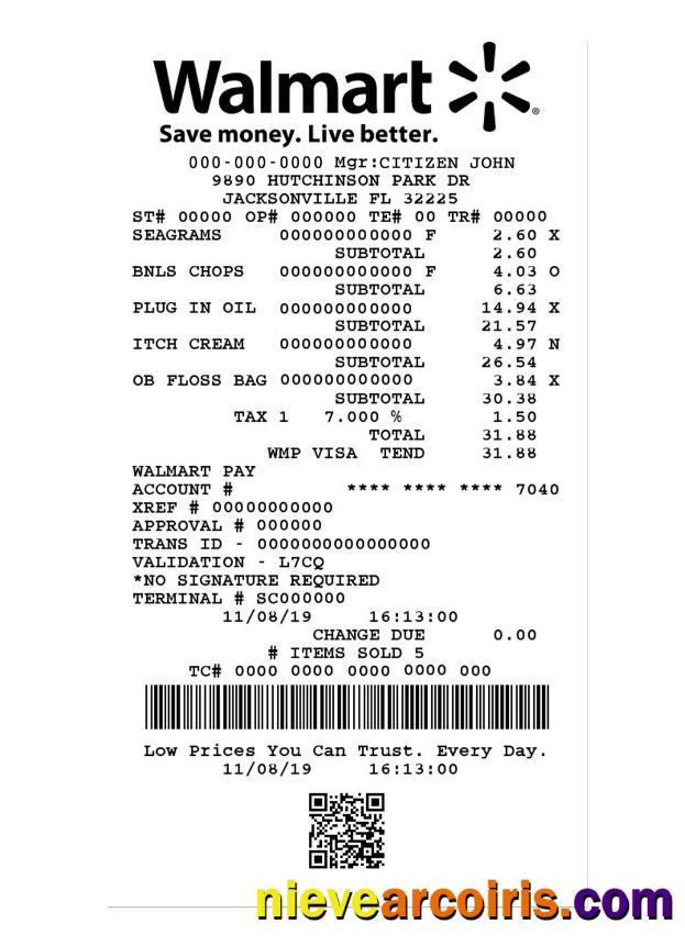 WALMART payment check
